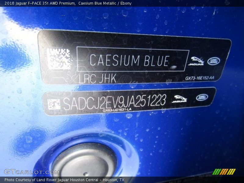 Caesium Blue Metallic / Ebony 2018 Jaguar F-PACE 35t AWD Premium