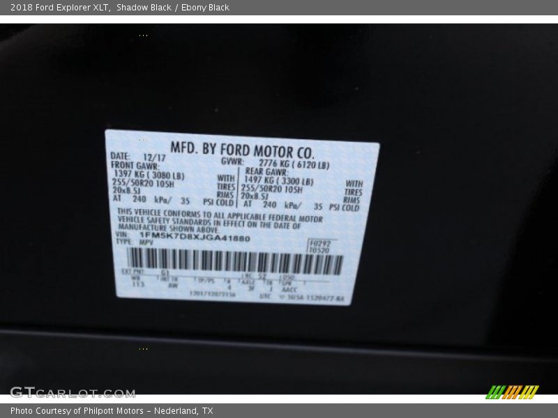 Shadow Black / Ebony Black 2018 Ford Explorer XLT