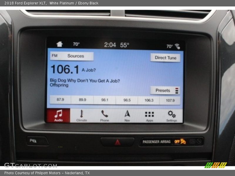 White Platinum / Ebony Black 2018 Ford Explorer XLT