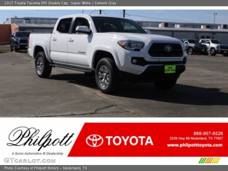 Super White / Cement Gray 2017 Toyota Tacoma SR5 Double Cab