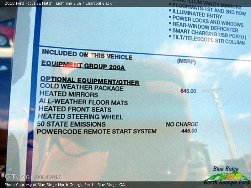 Lightning Blue / Charcoal Black 2018 Ford Focus SE Hatch