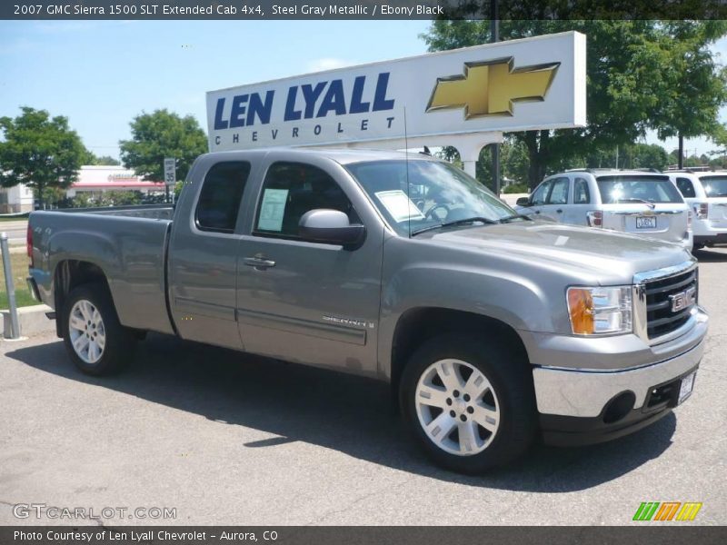 Steel Gray Metallic / Ebony Black 2007 GMC Sierra 1500 SLT Extended Cab 4x4