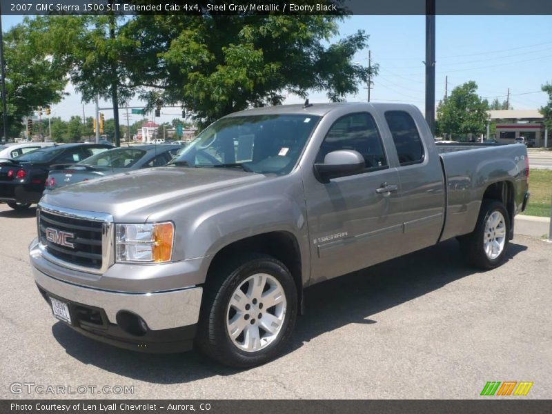 Steel Gray Metallic / Ebony Black 2007 GMC Sierra 1500 SLT Extended Cab 4x4