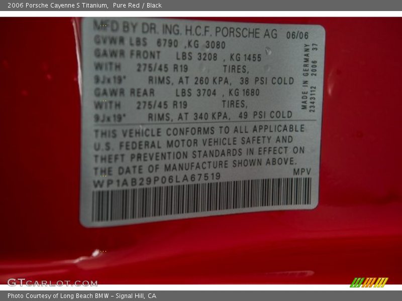 Pure Red / Black 2006 Porsche Cayenne S Titanium