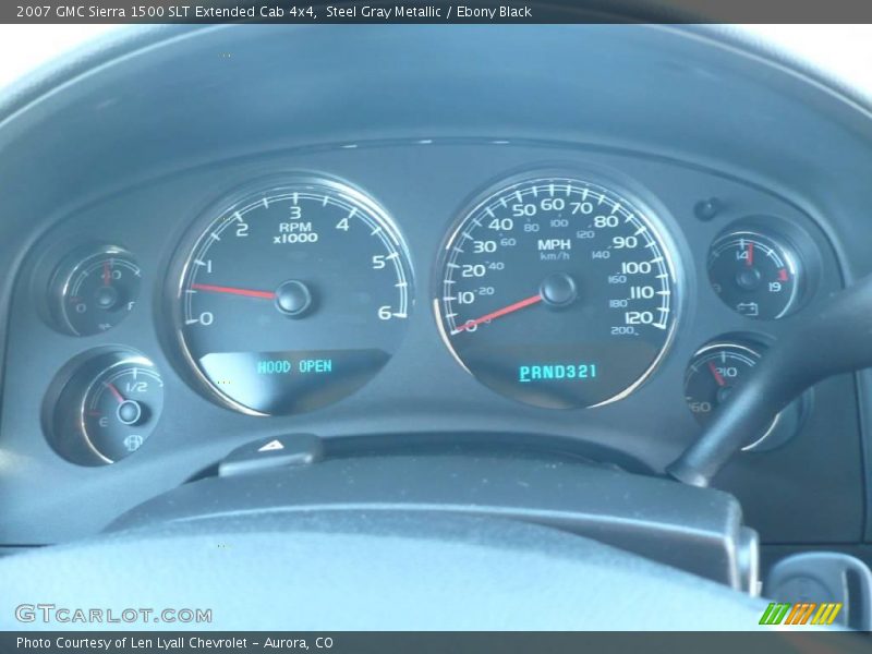 Steel Gray Metallic / Ebony Black 2007 GMC Sierra 1500 SLT Extended Cab 4x4