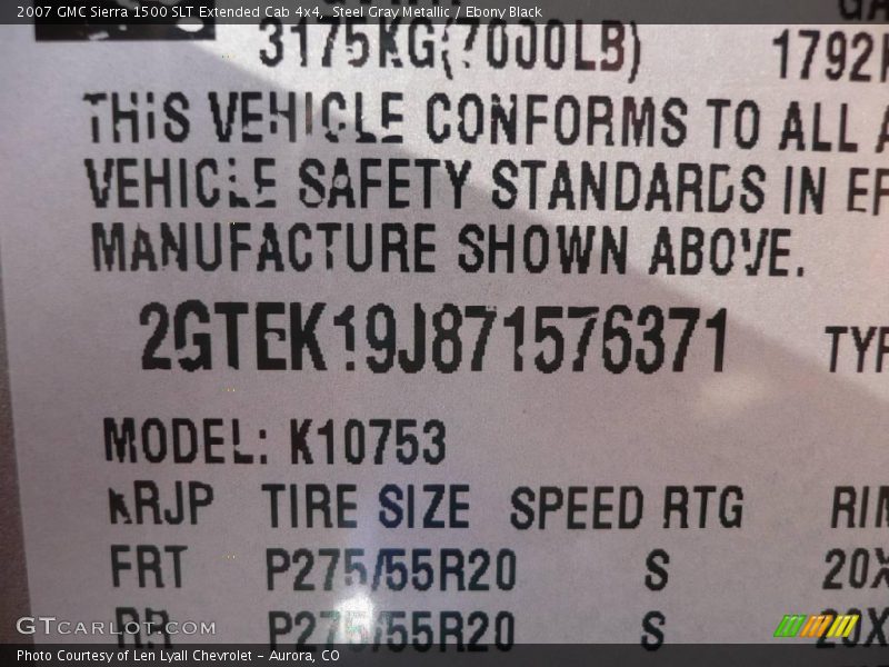Steel Gray Metallic / Ebony Black 2007 GMC Sierra 1500 SLT Extended Cab 4x4