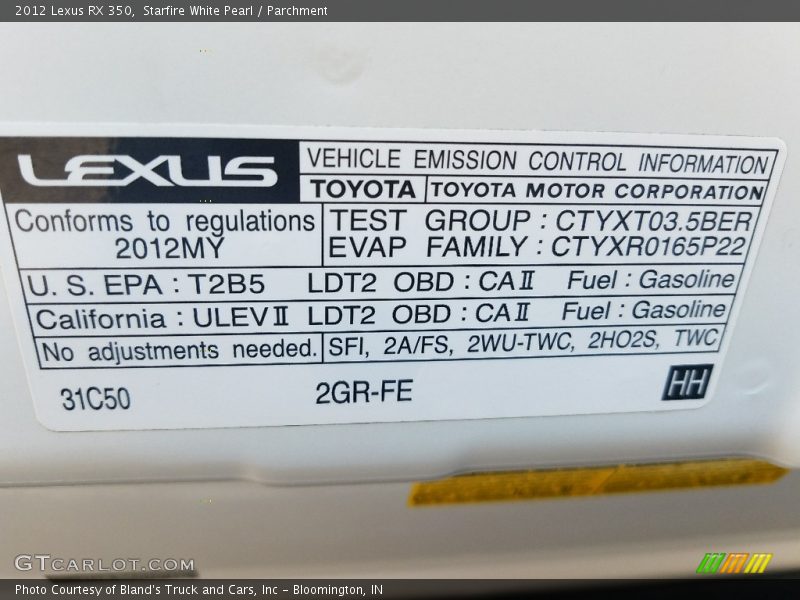 Starfire White Pearl / Parchment 2012 Lexus RX 350