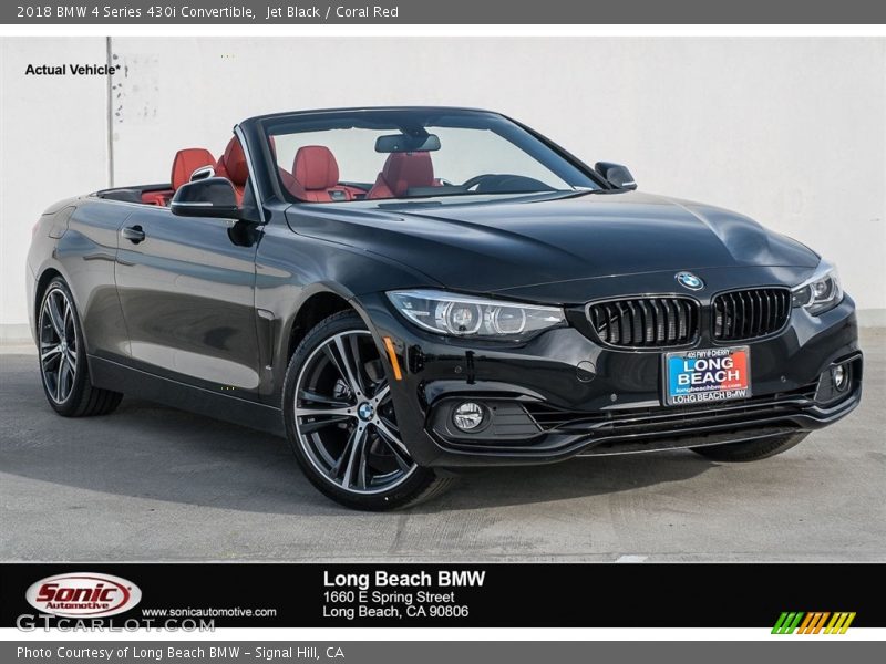 Jet Black / Coral Red 2018 BMW 4 Series 430i Convertible