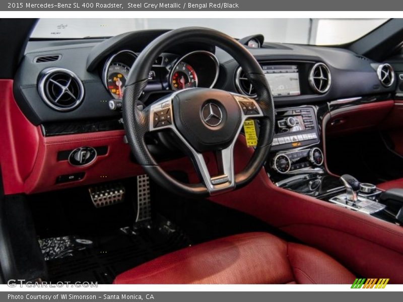 Steel Grey Metallic / Bengal Red/Black 2015 Mercedes-Benz SL 400 Roadster