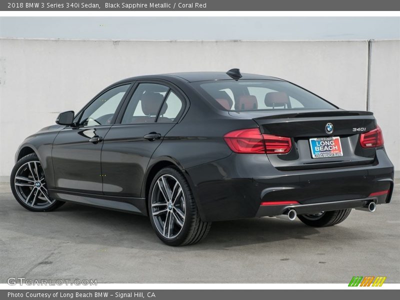 Black Sapphire Metallic / Coral Red 2018 BMW 3 Series 340i Sedan