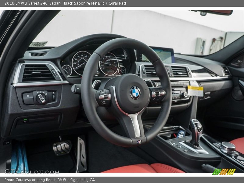 Black Sapphire Metallic / Coral Red 2018 BMW 3 Series 340i Sedan