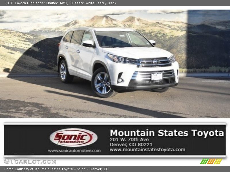Blizzard White Pearl / Black 2018 Toyota Highlander Limited AWD