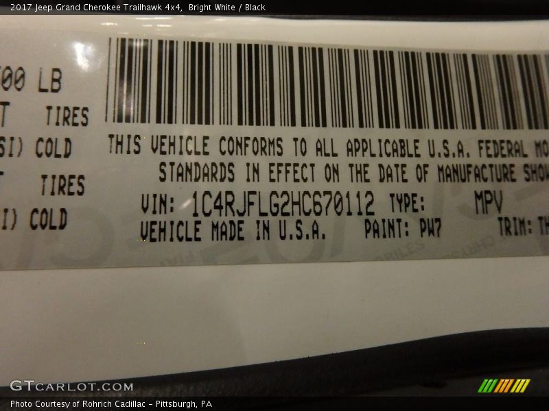 Bright White / Black 2017 Jeep Grand Cherokee Trailhawk 4x4
