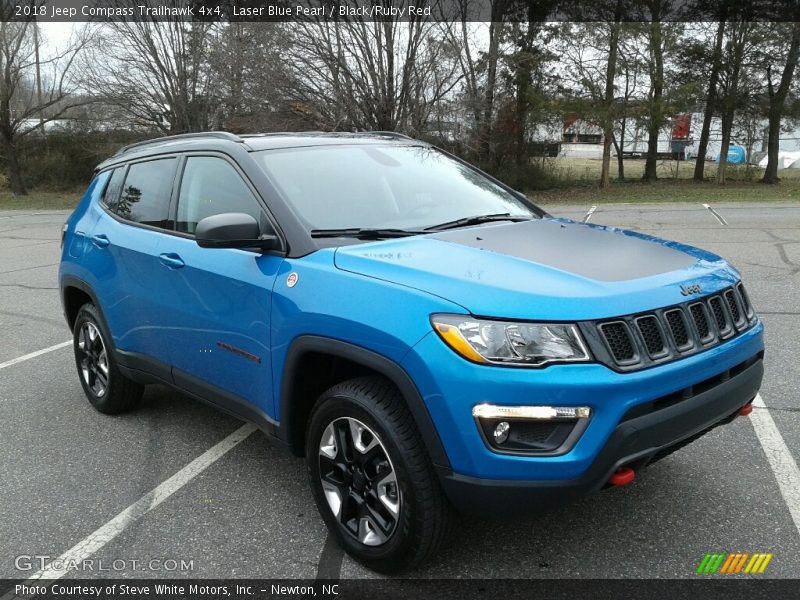 Laser Blue Pearl / Black/Ruby Red 2018 Jeep Compass Trailhawk 4x4