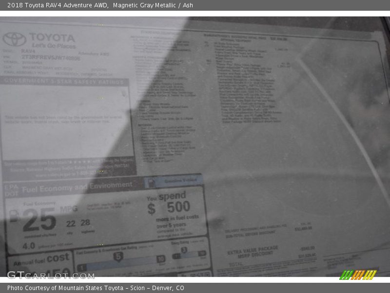 Magnetic Gray Metallic / Ash 2018 Toyota RAV4 Adventure AWD