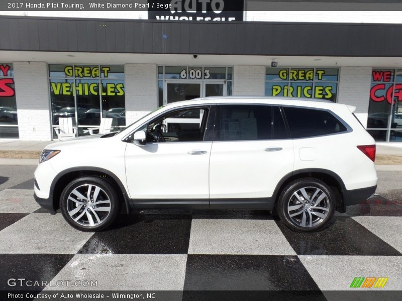 White Diamond Pearl / Beige 2017 Honda Pilot Touring