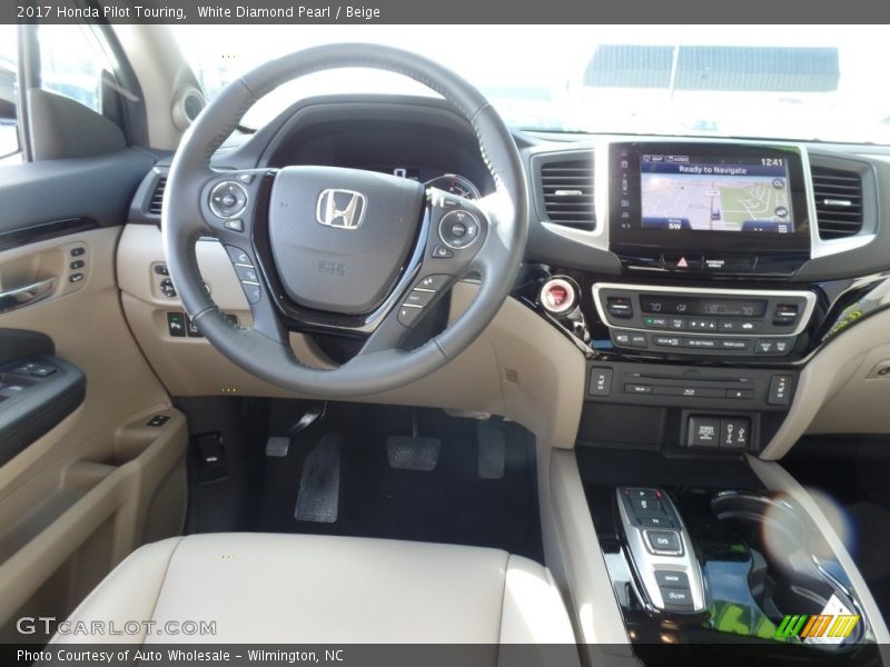 White Diamond Pearl / Beige 2017 Honda Pilot Touring