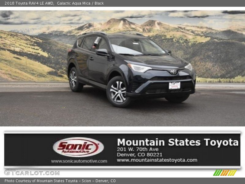 Galactic Aqua Mica / Black 2018 Toyota RAV4 LE AWD