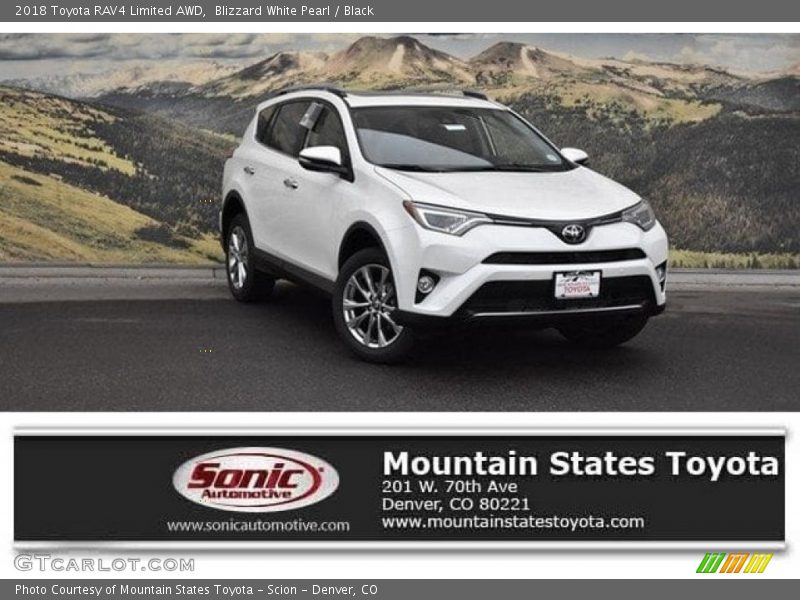 Blizzard White Pearl / Black 2018 Toyota RAV4 Limited AWD