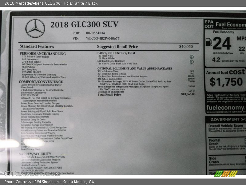 Polar White / Black 2018 Mercedes-Benz GLC 300
