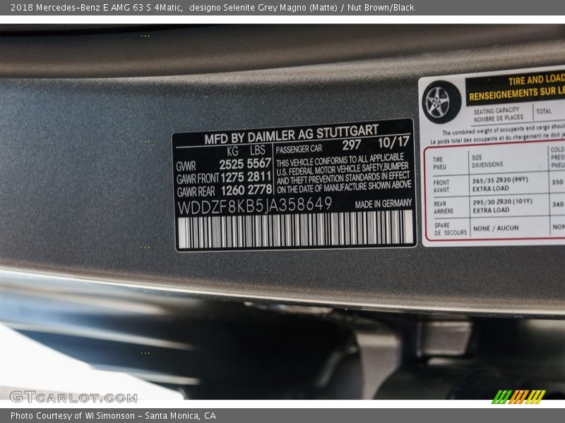 designo Selenite Grey Magno (Matte) / Nut Brown/Black 2018 Mercedes-Benz E AMG 63 S 4Matic