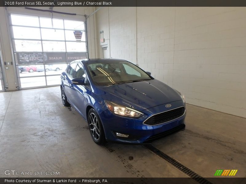Lightning Blue / Charcoal Black 2018 Ford Focus SEL Sedan