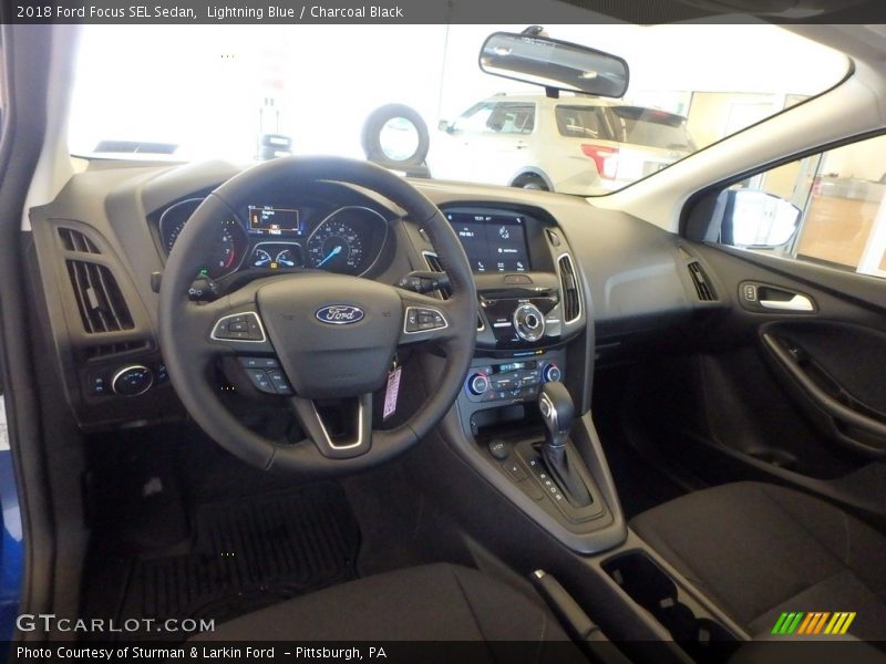 Lightning Blue / Charcoal Black 2018 Ford Focus SEL Sedan
