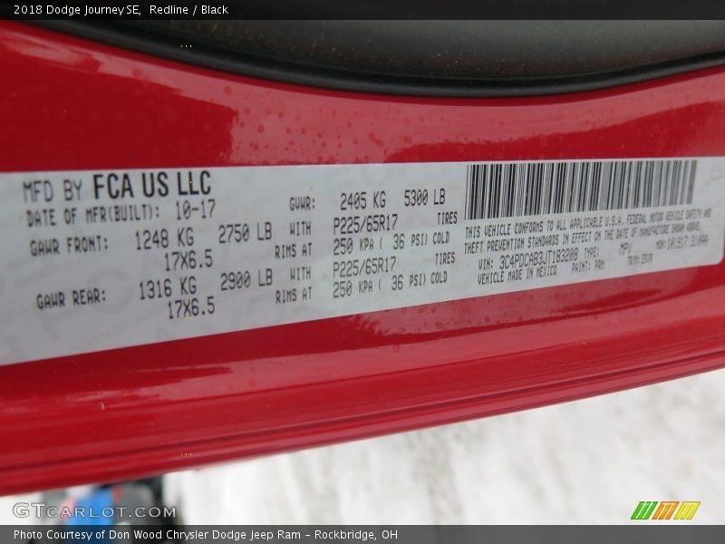 Redline / Black 2018 Dodge Journey SE