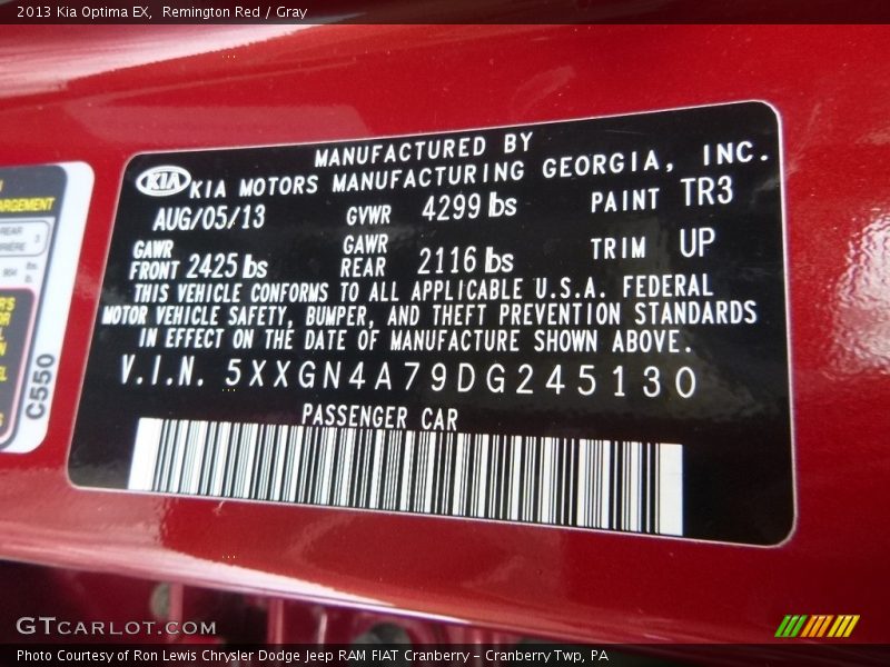 Remington Red / Gray 2013 Kia Optima EX