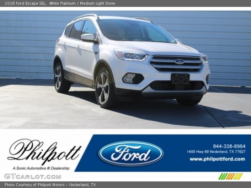 White Platinum / Medium Light Stone 2018 Ford Escape SEL