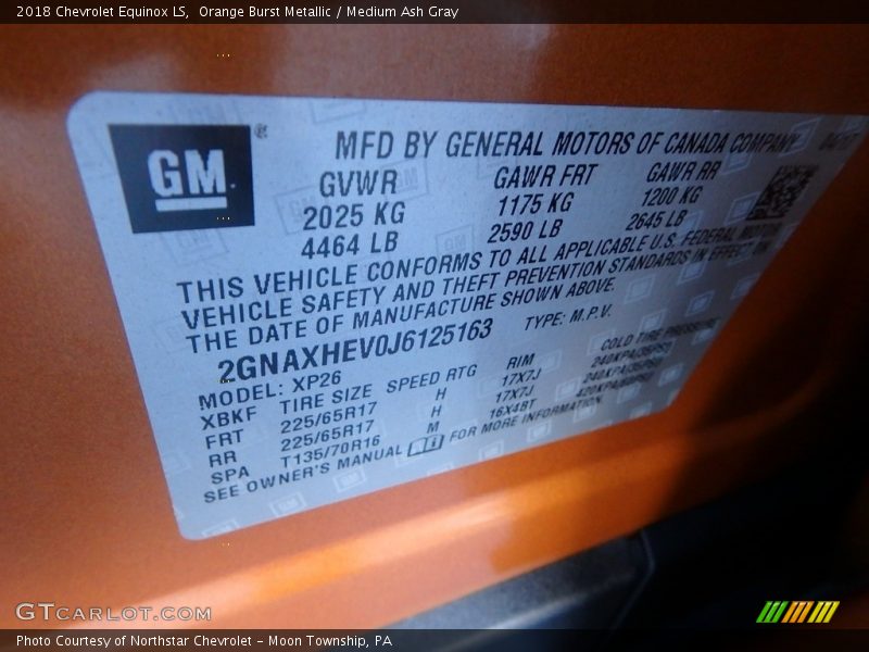 Orange Burst Metallic / Medium Ash Gray 2018 Chevrolet Equinox LS