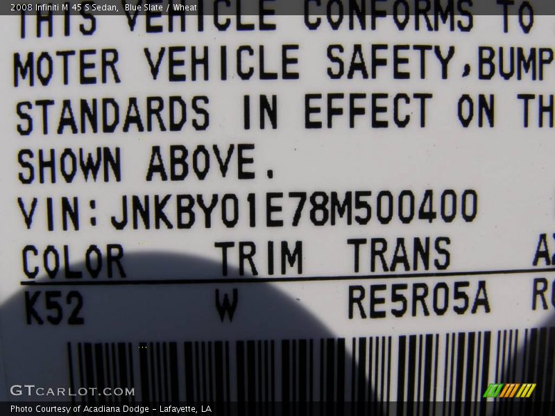 Blue Slate / Wheat 2008 Infiniti M 45 S Sedan