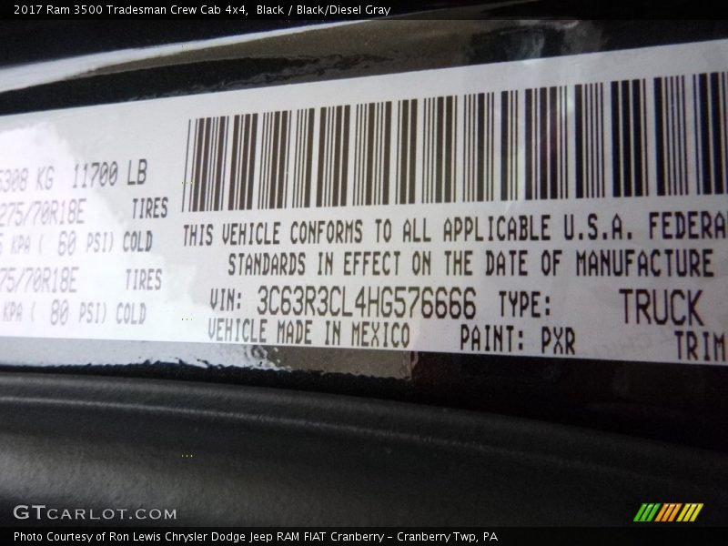 Black / Black/Diesel Gray 2017 Ram 3500 Tradesman Crew Cab 4x4