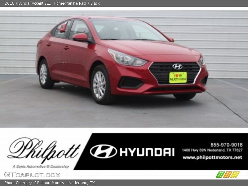 Pomegranate Red / Black 2018 Hyundai Accent SEL