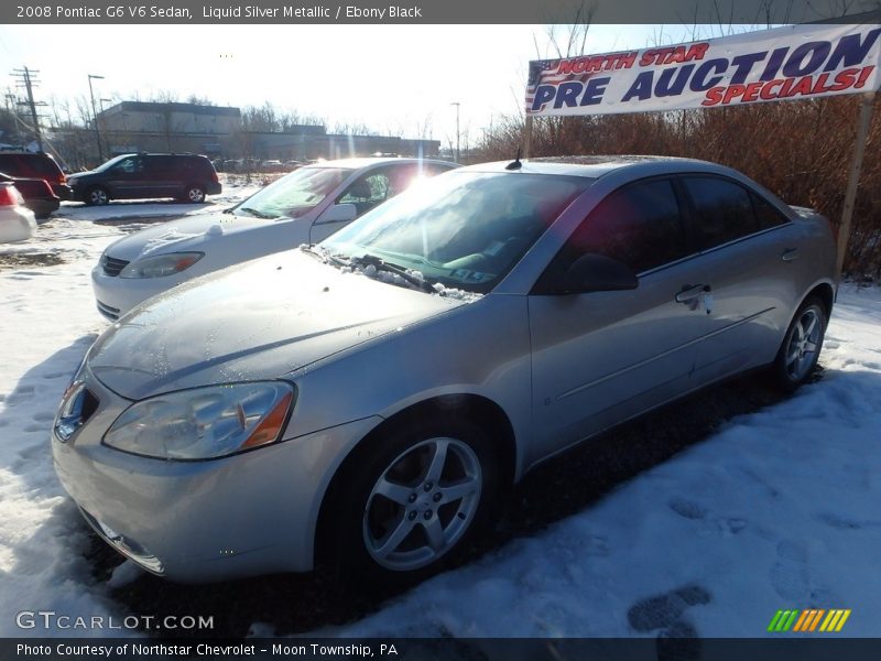 Liquid Silver Metallic / Ebony Black 2008 Pontiac G6 V6 Sedan