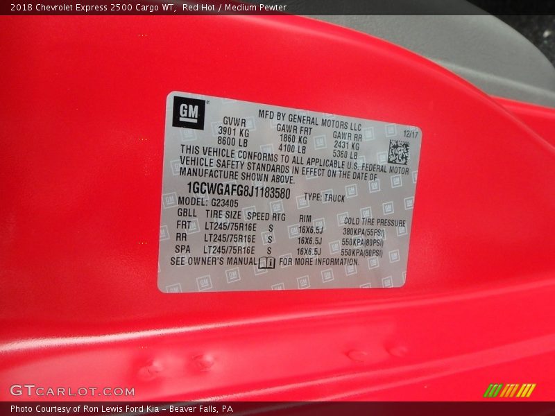 Red Hot / Medium Pewter 2018 Chevrolet Express 2500 Cargo WT