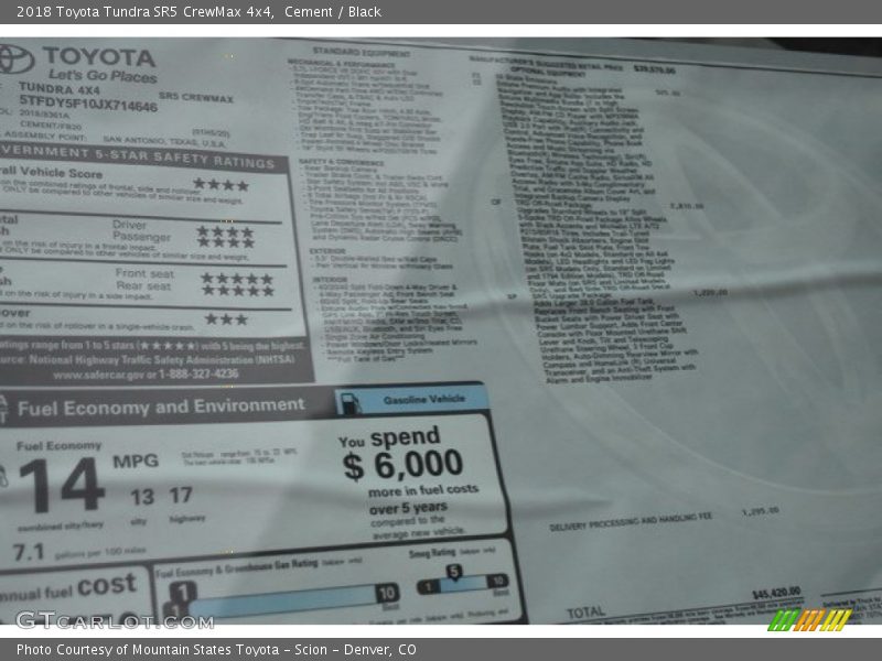 Cement / Black 2018 Toyota Tundra SR5 CrewMax 4x4