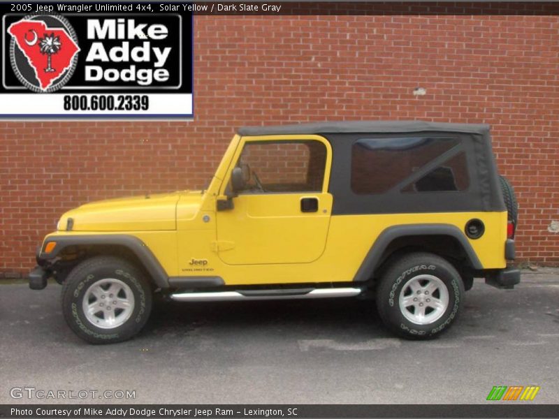 Solar Yellow / Dark Slate Gray 2005 Jeep Wrangler Unlimited 4x4