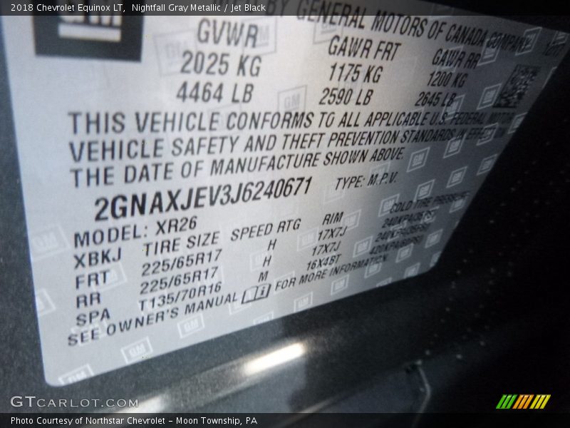 Nightfall Gray Metallic / Jet Black 2018 Chevrolet Equinox LT