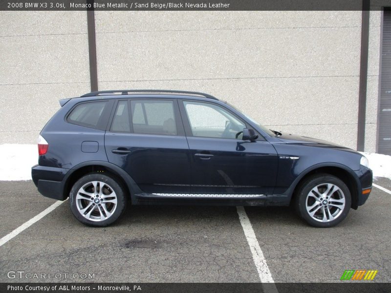 Monaco Blue Metallic / Sand Beige/Black Nevada Leather 2008 BMW X3 3.0si