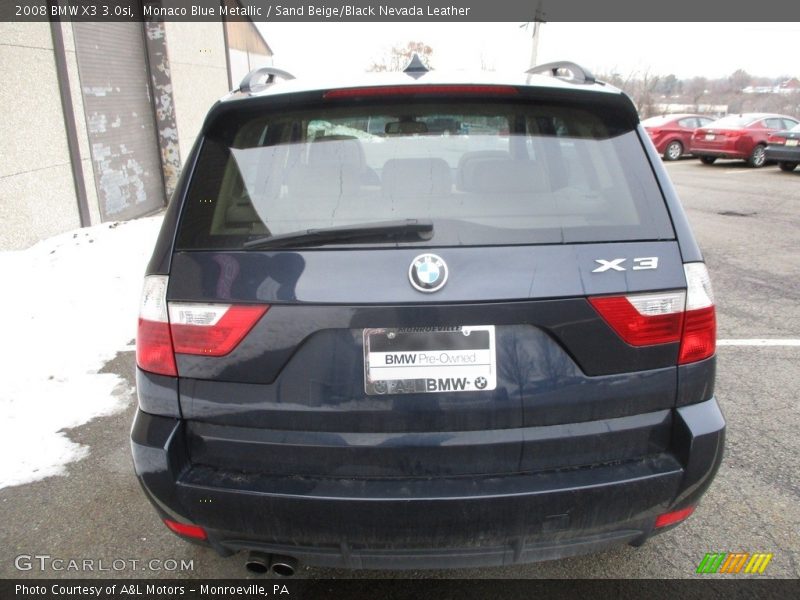 Monaco Blue Metallic / Sand Beige/Black Nevada Leather 2008 BMW X3 3.0si