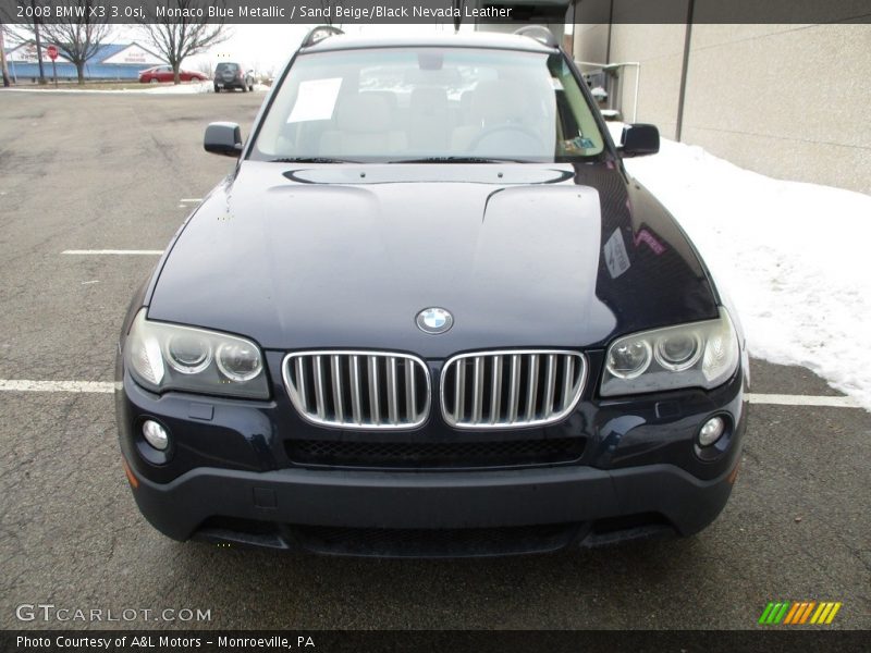 Monaco Blue Metallic / Sand Beige/Black Nevada Leather 2008 BMW X3 3.0si