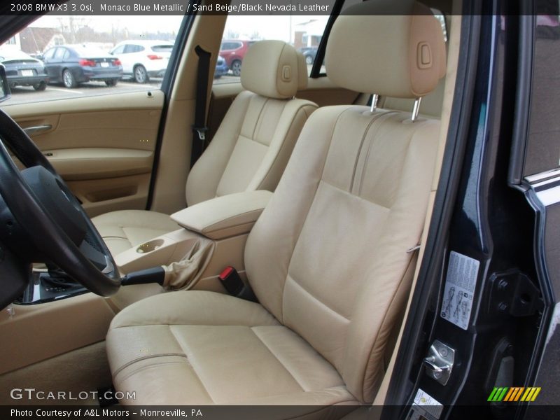 Monaco Blue Metallic / Sand Beige/Black Nevada Leather 2008 BMW X3 3.0si