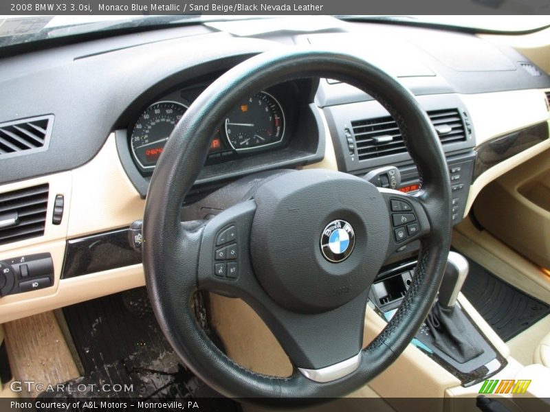 Monaco Blue Metallic / Sand Beige/Black Nevada Leather 2008 BMW X3 3.0si