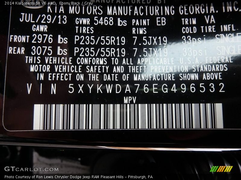 Ebony Black / Gray 2014 Kia Sorento SX V6 AWD