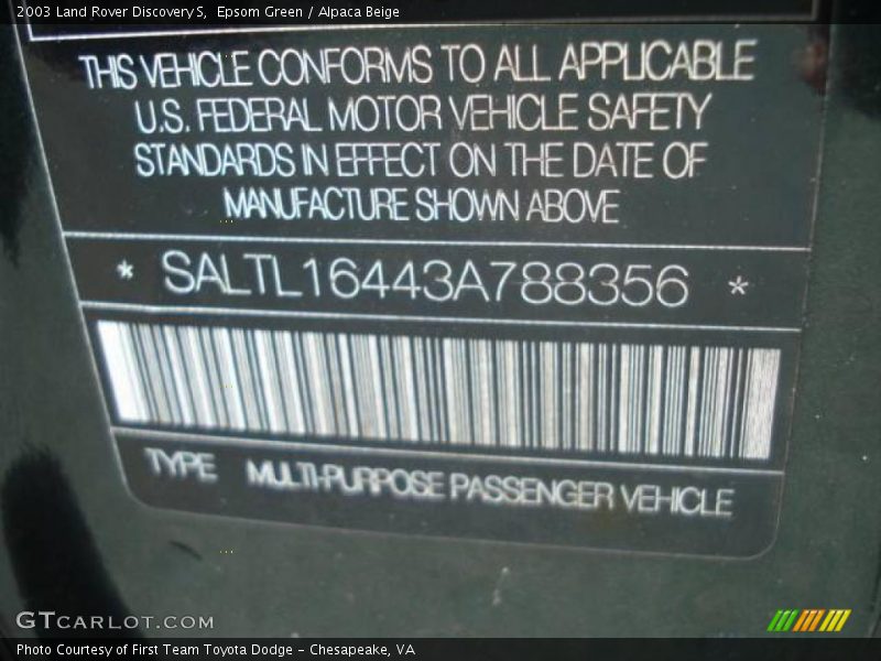 Epsom Green / Alpaca Beige 2003 Land Rover Discovery S