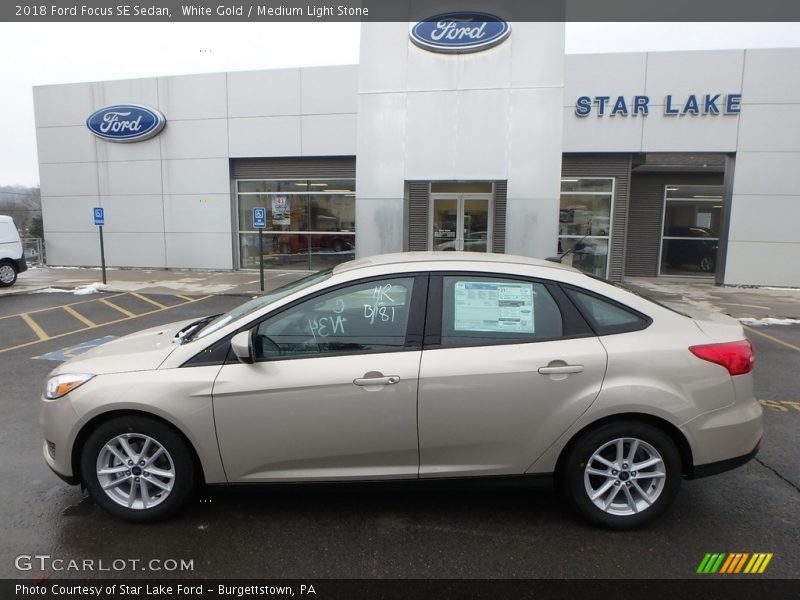 White Gold / Medium Light Stone 2018 Ford Focus SE Sedan