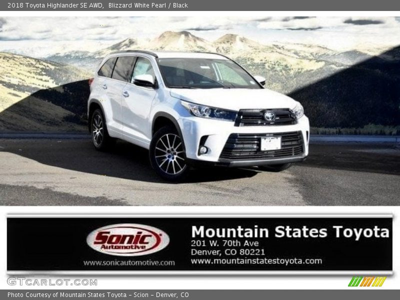 Blizzard White Pearl / Black 2018 Toyota Highlander SE AWD