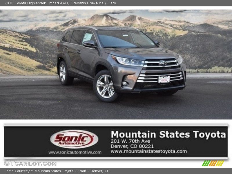 Predawn Gray Mica / Black 2018 Toyota Highlander Limited AWD