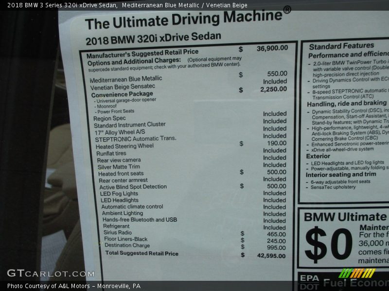 Mediterranean Blue Metallic / Venetian Beige 2018 BMW 3 Series 320i xDrive Sedan